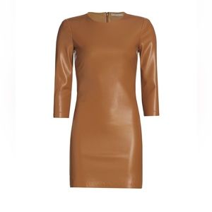NWT Alice + Olivia Inka Vegan Leather Mini Dress in Caramel